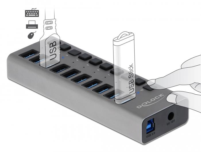 USB hub 10 ports, DELOCK-63670