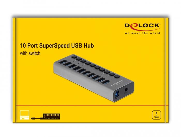 USB hub 10 ports, DELOCK-63670