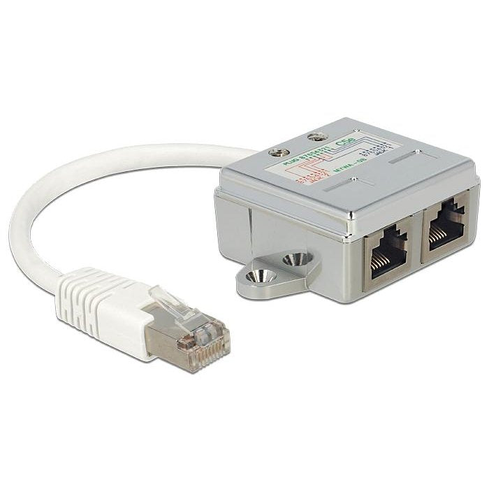 DeLock Port Doubler adapter, 1 x RJ45 plug - 2 x RJ45 jack (2 x Ethernet)