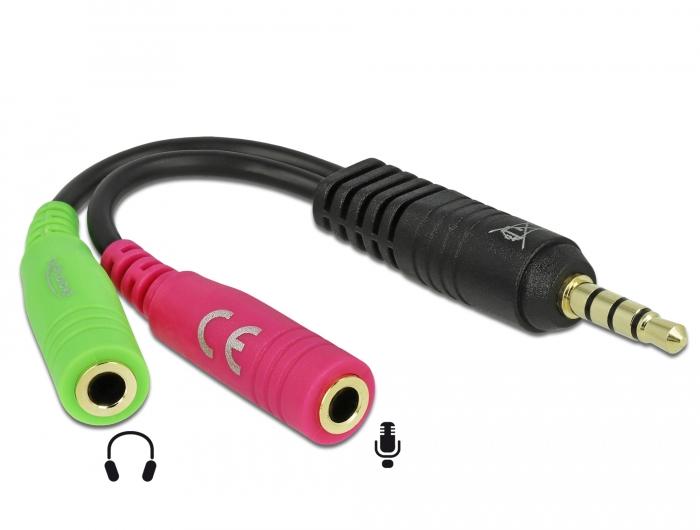 Audio splitter Delock, 3.5 mm jack male - 2 x 3.5 mm jack female, 10cm
