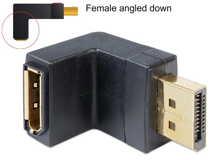 Delock adapter, DisplayPort male - DisplayPort female, 90°