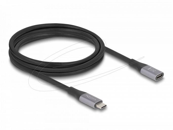 Delock Extension cable USB-C, 40 Gbps, PD 240W, 1 m, gray