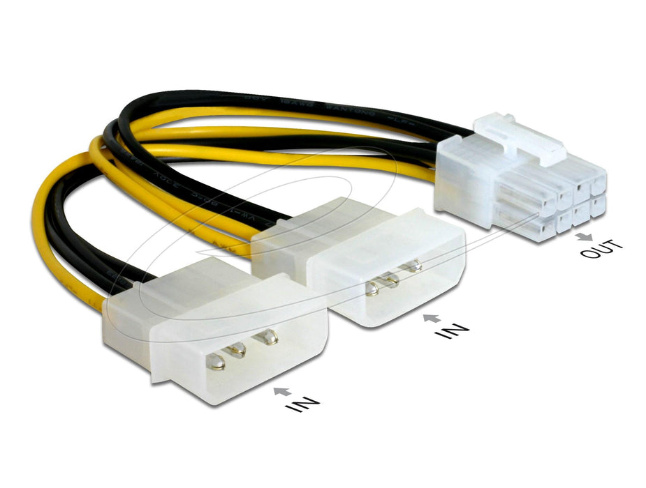 Delock Cable PCI Express power 8 pin to 2 x 5¼“ for video cards, 12V, 15 cm, 82397