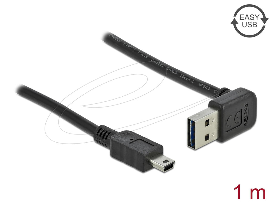 Delock Cable EASY-USB-A 2.0 male to USB Mini-B male, 1m, black