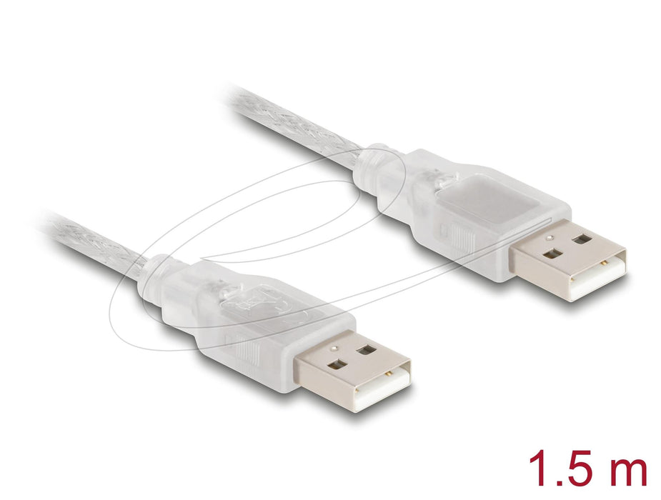 Delock Cable USB-A male - USB-A male 1.5 m, transparent