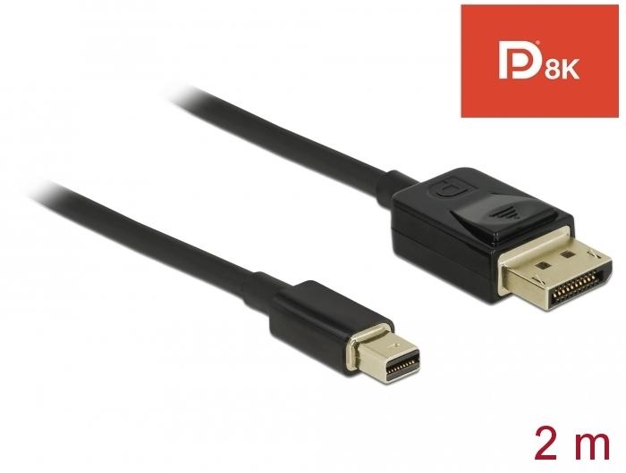 Cable Delock Mini DisplayPort male - DisplayPort male, 2.0m, 8K 60 Hz, Black