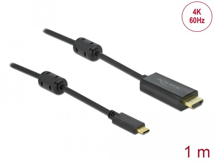 Cable Delock USB-C - HDMI (DP Alt Mode) 4K 60 Hz, 1 m, Black