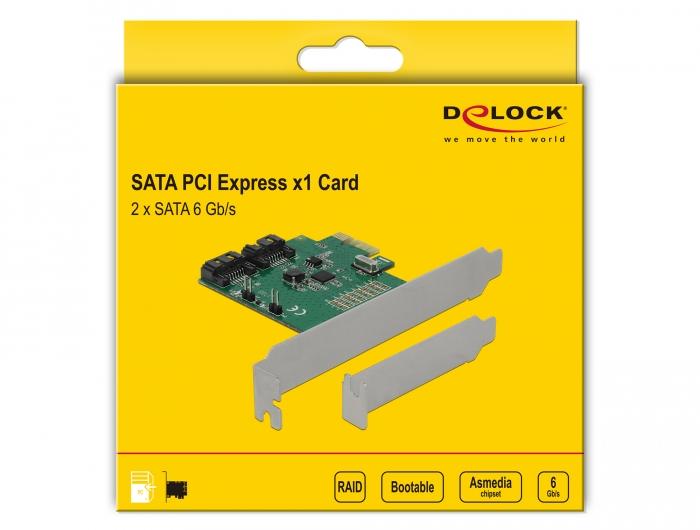 Delock card, PCI Express x1 to 2 port SATA, RAID