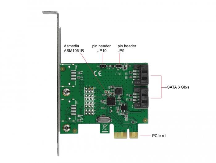 Delock card, PCI Express x1 to 2 port SATA, RAID