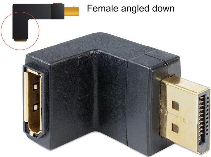 Delock adapter, DisplayPort male - DisplayPort female, 90°