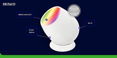 Smart RGB lamp Deltaco wake-up light, USB-C
