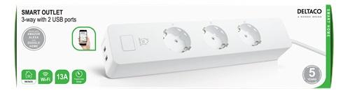 Smart power strip, 1.5m, DELTACO SH-P03USB2
