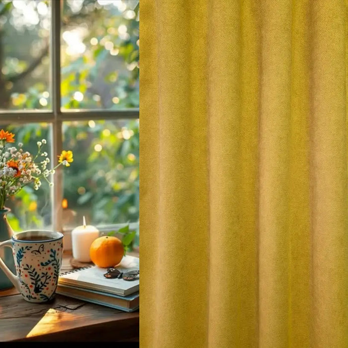Dense CURTAIN 150X270 CM. MUSTARD - Пердета<<<Корнизи щори и пердета<<<Мебели и интериор<<<Praktiker