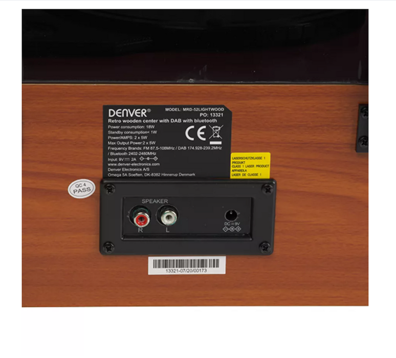 DENVER Retro music center with DAB+ and FM radio MRD-52 LIGHTWOOD