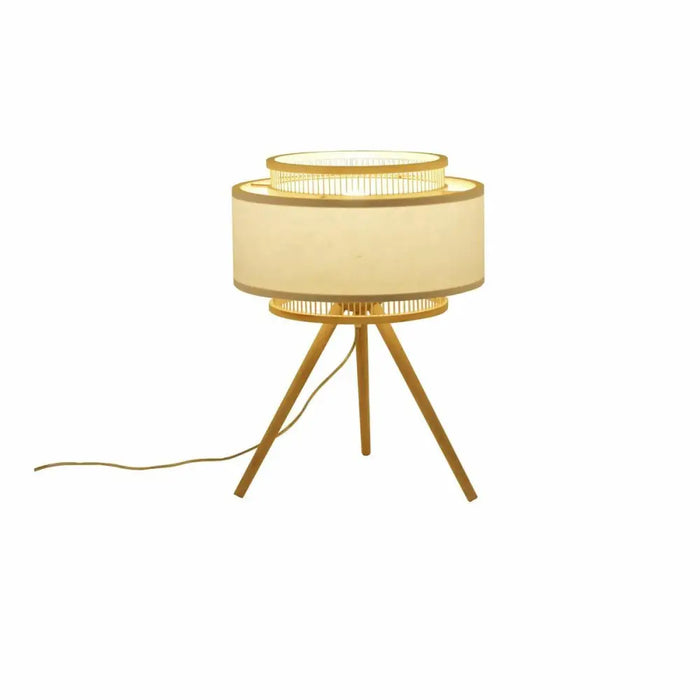 Desk lamp DKD Home Decor Brown Polyester White Bamboo (36 x 36 x 48 cm) - Декорация и Осветление<<<Дом