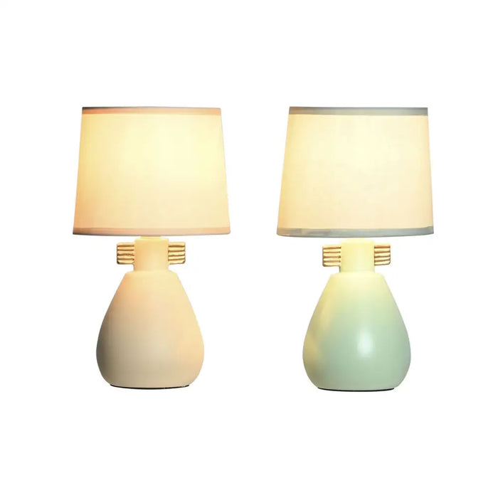 Desk lamp DKD Home Decor Cloth Polyester Green Cream Stoneware 220 V 40 W (2 Units) (16 x 16 x 27 cm) - Декорация и