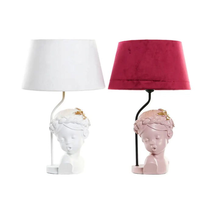 Desk lamp DKD Home Decor Red Resin Light Pink 220 V 50 W 30 x 30 x 49 cm (2 Units) - Декорация и Осветление<<<Дом