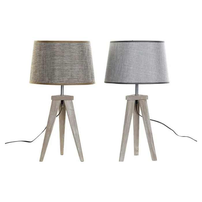Desk lamp DKD Home Decor Sheet Grey Brown Linen 250 V 60 W Pinewood (30 x 30 x 57.5 cm) (2 pcs) - Декорация и
