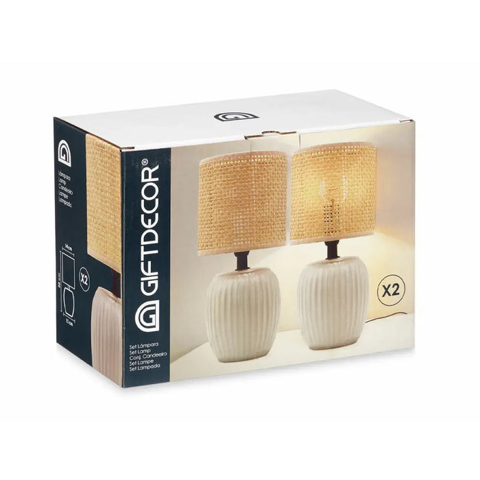 Desk lamp Gift Decor White 60 W 2 Units - Декорация и Осветление<<<Дом Градина<<<BigBuy&&&Лампи<<<Декорация и