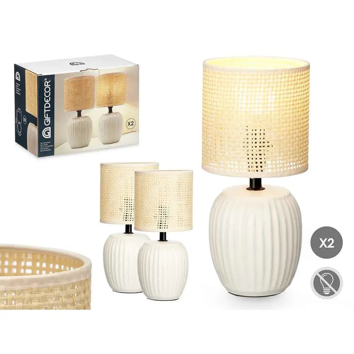 Desk lamp Gift Decor White 60 W 2 Units - Декорация и Осветление<<<Дом Градина<<<BigBuy&&&Лампи<<<Декорация и