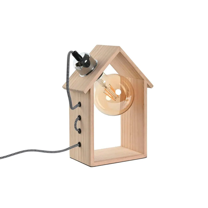 Desk lamp Home ESPRIT Brown Silver Natural Wood Pinewood 50 W 220 V 18 x 10 x 25 cm - Декорация и Осветление<<<Дом