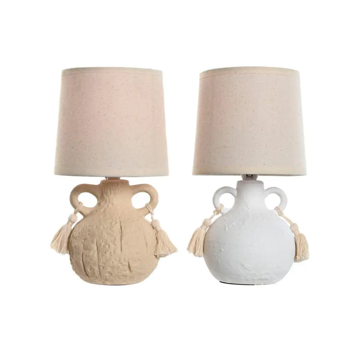 Desk lamp Home ESPRIT White Beige Ceramic 220 V 15 x 15 x 28 cm (2 Units) - Декорация и Осветление<<<Дом