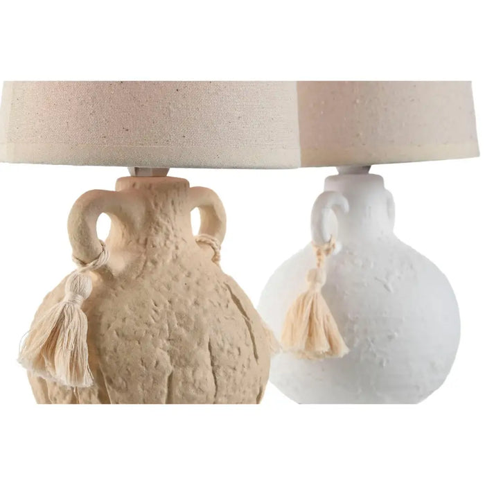 Desk lamp Home ESPRIT White Beige Ceramic 220 V 15 x 15 x 28 cm (2 Units) - Декорация и Осветление<<<Дом