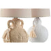 Desk lamp Home ESPRIT White Beige Ceramic 220 V 15 x 15 x 28 cm (2 Units) - Декорация и Осветление<<<Дом