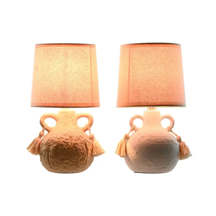 Desk lamp Home ESPRIT White Beige Ceramic 220 V 15 x 15 x 28 cm (2 Units) - Декорация и Осветление<<<Дом