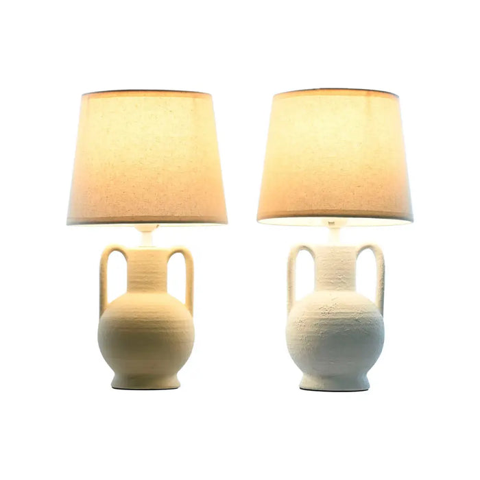 Desk lamp Home ESPRIT White Beige Ceramic 50 W 220 V (2 Units) - Декорация и Осветление<<<Дом