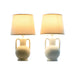 Desk lamp Home ESPRIT White Beige Ceramic 50 W 220 V (2 Units) - Декорация и Осветление<<<Дом