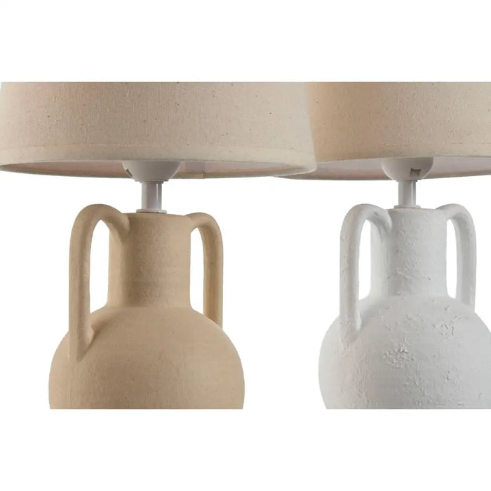 Desk lamp Home ESPRIT White Beige Ceramic 50 W 220 V (2 Units) - Декорация и Осветление<<<Дом