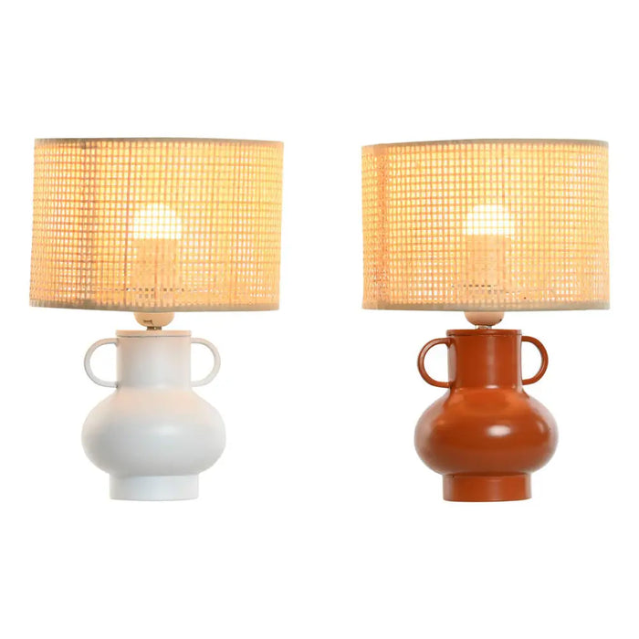Desk lamp Home ESPRIT White Natural Terracotta Metal Bamboo 50 W 220 V 22 x 22 x 33 cm (2 Units) - Декорация и