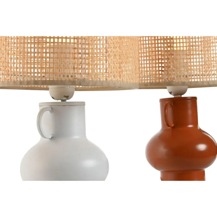 Desk lamp Home ESPRIT White Natural Terracotta Metal Bamboo 50 W 220 V 22 x 22 x 33 cm (2 Units) - Декорация и
