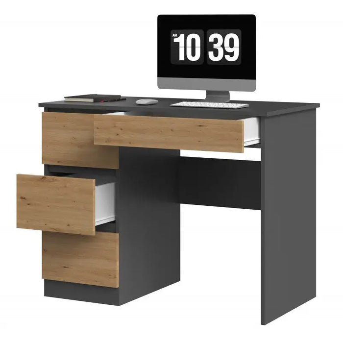 Desk MIJAS LEFT 98x51x76 cm Anthracite/Artisan - Traditional desksBIR-TRA<<<DesksBIR<<<ActionPL