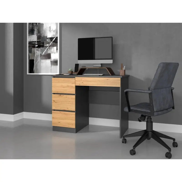 Desk MIJAS LEFT 98x51x76 cm Anthracite/Artisan - Traditional desksBIR-TRA<<<DesksBIR<<<ActionPL