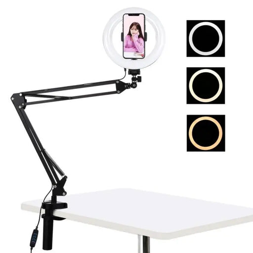 Desktop arm stand Puluz with 20cm LED Vlogging Ring PKT3089B - Ring lights<<<Photo studio<<<Photo