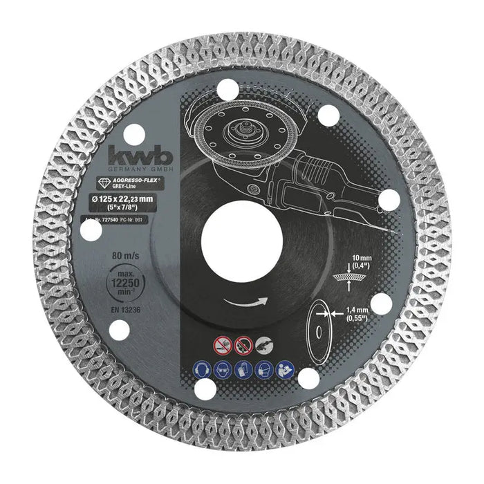 DIAMOND DISC FOR HARD CERAMIC KWB 125x1.4x22.23 - Дискове за ъглошлайфи<<<Консумативи за