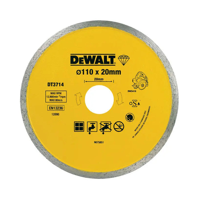 DIAMOND DISC FOR NON-METAL CUTTING DEWALT 110x1.6x20 - Дискове за ъглошлайфи<<<Консумативи за