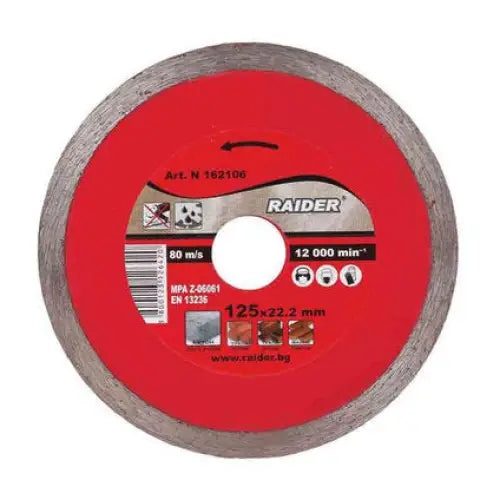 DIAMOND DISC FOR NON-METAL CUTTING RAIDER 125x2x22.2 - Дискове за ъглошлайфи<<<Консумативи за