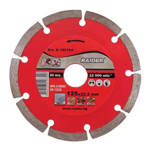 DIAMOND DISC FOR NON-METAL CUTTING RAIDER 125x2x22.23 - Дискове за ъглошлайфи<<<Консумативи за