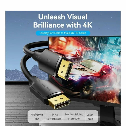 DisplayPort Cable Vention HAKBF Black 1 m - Компютър Кабели и адаптери<<<Компютри| Електроника<<<BigBuy&&&Кабели