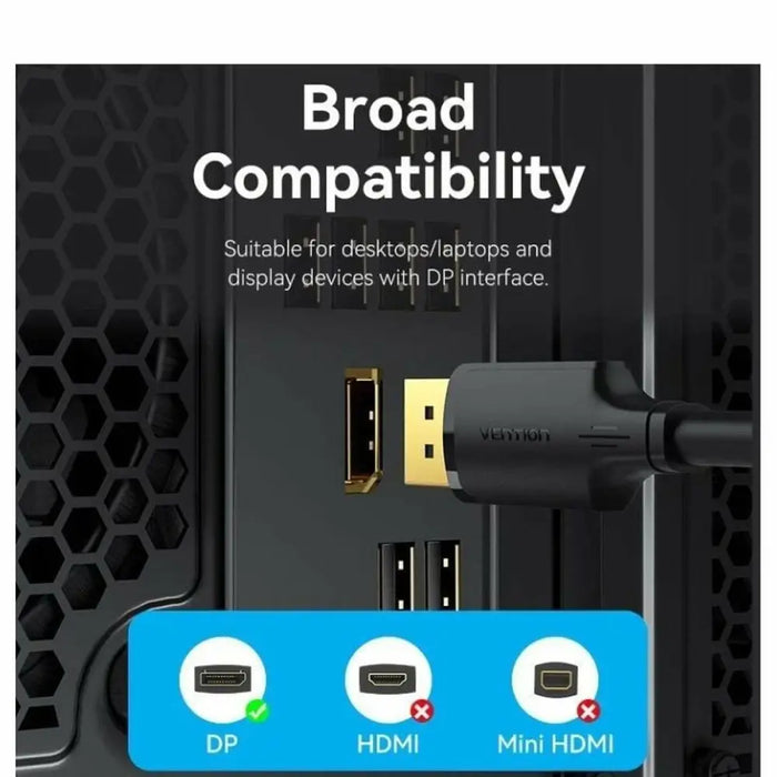 DisplayPort Cable Vention HAKBH Black 2 m - Компютър Кабели и адаптери<<<Компютри| Електроника<<<BigBuy&&&Кабели