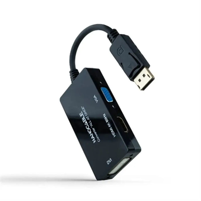 DisplayPort to VGA/DVI/HDMI adapter NANOCABLE 10.16.3301-ALL Black 20 cm - Компютър Кабели и адаптери<<<Компютри|
