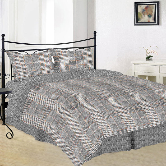 SINGLE BEDROOM SET 3 PIECE POLYCOTTON DITEX ORANGE CHECK