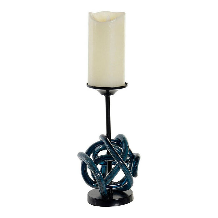 Candleholder DKD Home Decor Blue Metal Crystal 13 x 13 x 25 cm
