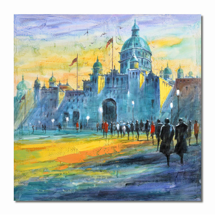 Canvas DKD Home Decor Canvas MDF Wood 100 x 3 x 100 cm