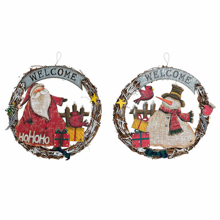 Christmas bauble DKD Home Decor Wood Rope Father Christmas (2 pcs) (31 x 4 x 30 cm)