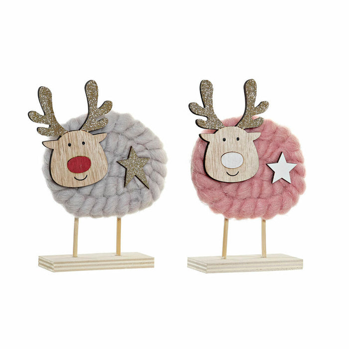 Christmas bauble DKD Home Decor Polyester Wood (2 pcs) (10 x 4 x 16 cm)