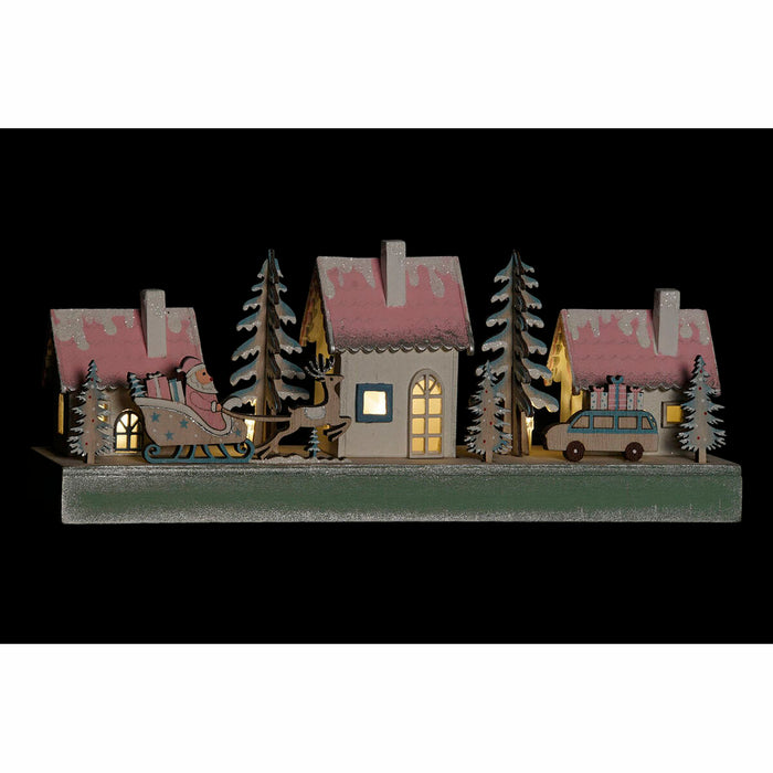 Christmas bauble DKD Home Decor Wood House (2 pcs) (30 x 6 x 12 cm)